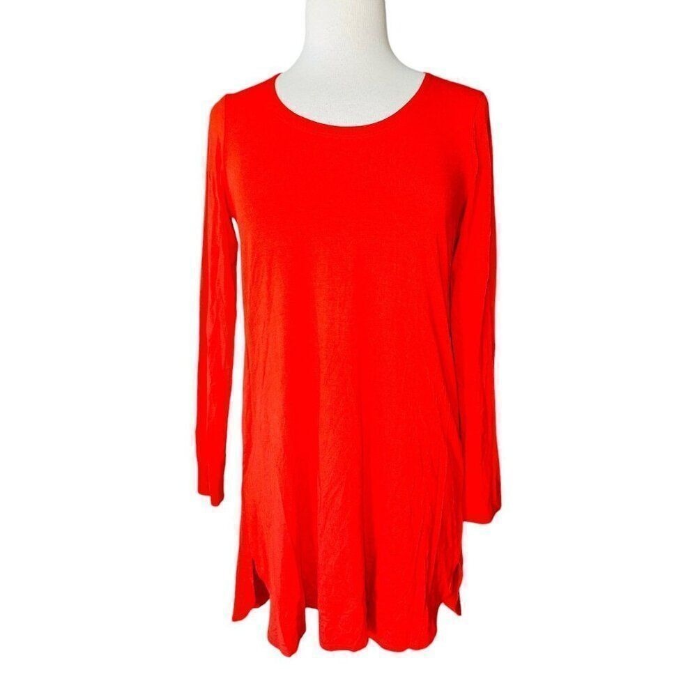 FB10 Eileen Fisher Classic Red Dress Long Sleeve XS Womens‎